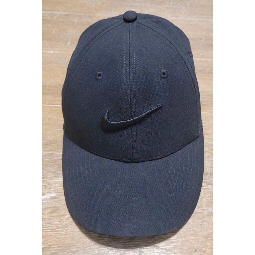 Nike Black Club Cap All Black Embroidered Logo Sz S/M FB5625-011 Dri-Fit Hat